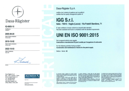 Certificato sistema gestione qualità Certificato sistema gestione qualità